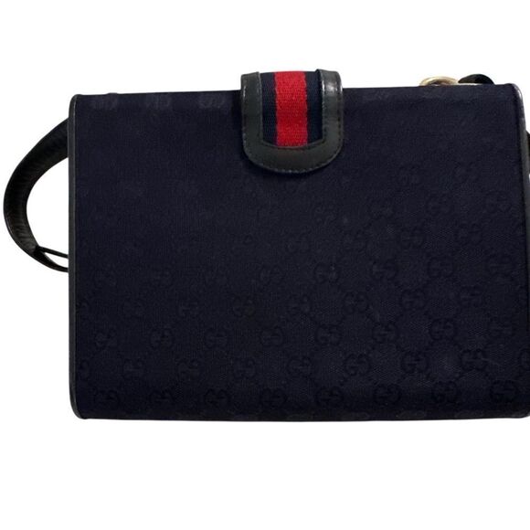 Gucci Blue and Gold Shoulder Bag with Signature Design - Picture 3 of 11